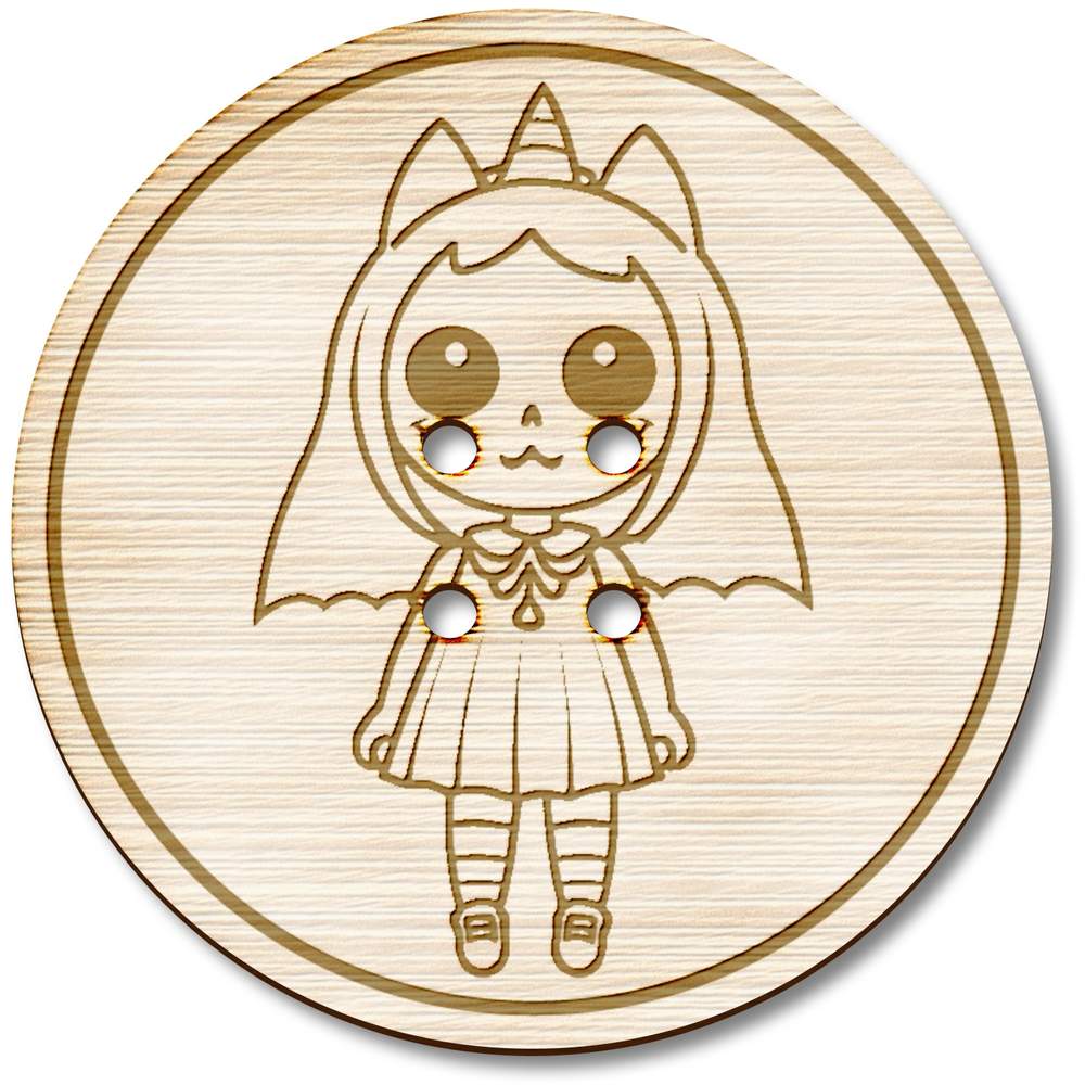 3 x 38mm 'Halloween Costume' Large Round Wooden Buttons (BT00126853)
