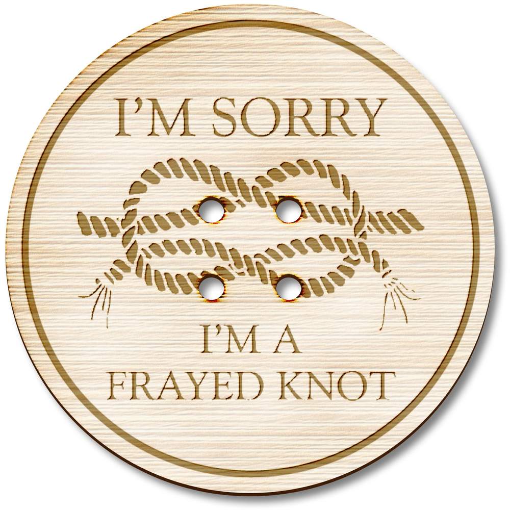 3 x 38mm 'Funny Frayed Knot' Large Round Wooden Buttons (BT00129641)