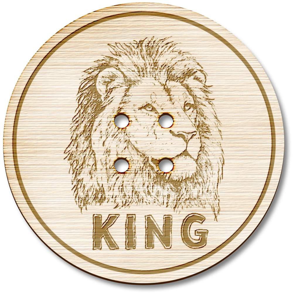 3 x 38mm 'King Male Lion ' Large Round Wooden Buttons (BT00130725)