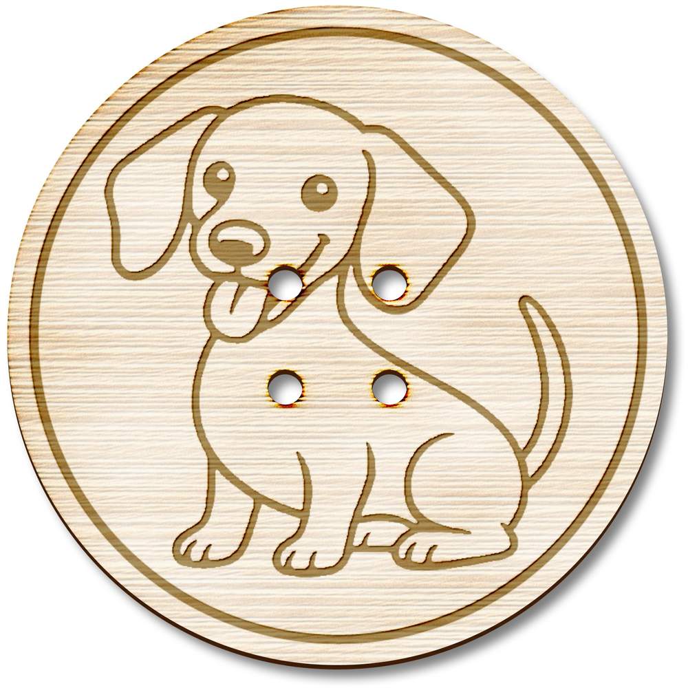 3 x 'Miniature Dachshund Dog' Round Wooden Buttons - 38mm - Sewing Fasteners for Clothes, Knitting, Crafts and Scrapbooking (BT00130953)
