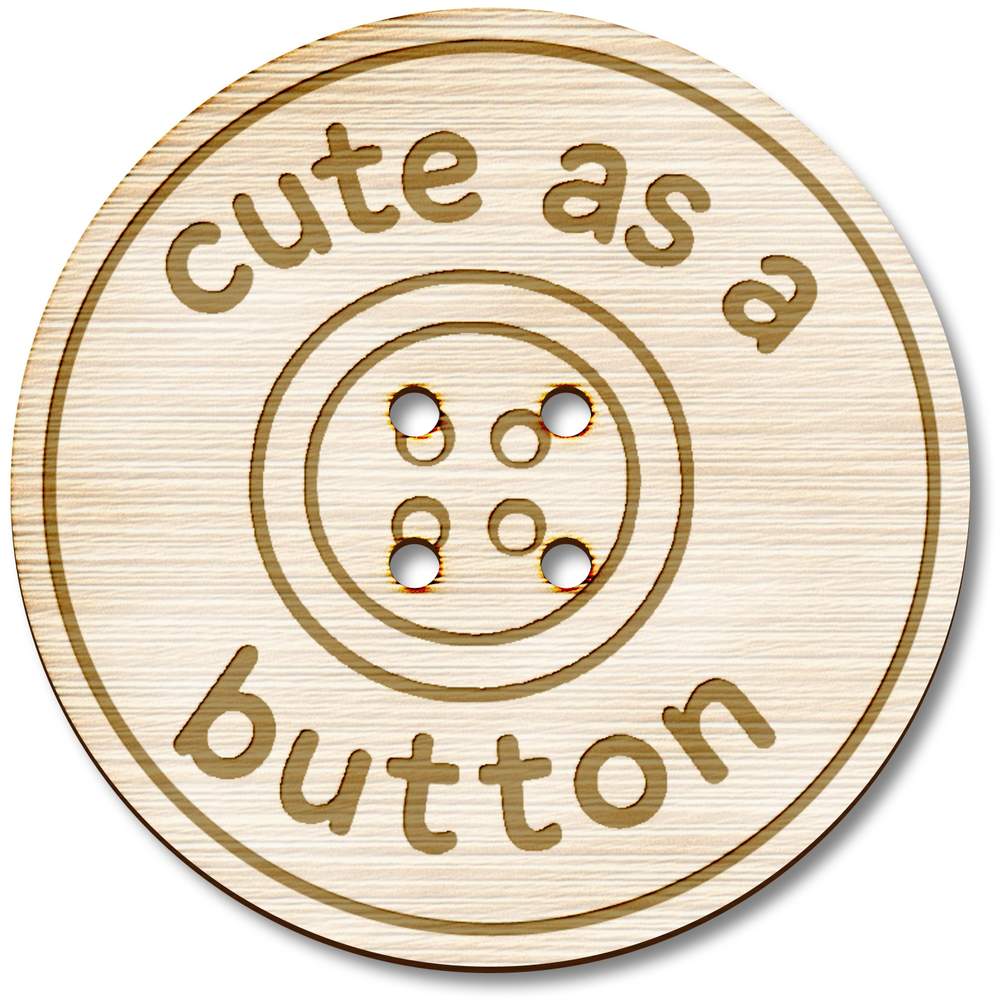 3 x 'Cute as a Button' Round Wooden Buttons - 38mm - Sewing Fasteners for Clothes, Knitting, Crafts and Scrapbooking (BT00133905)