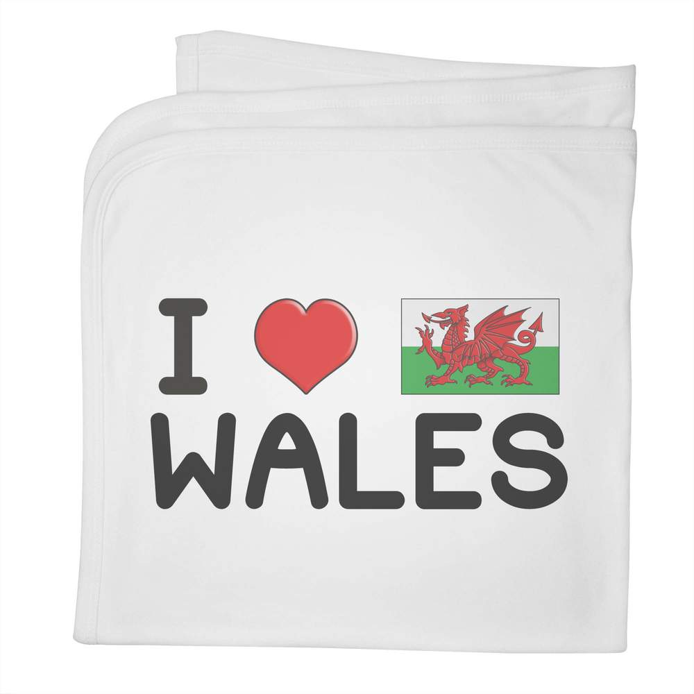 'I Love Wales' Cotton Baby Blanket / Shawl (BY00022651)