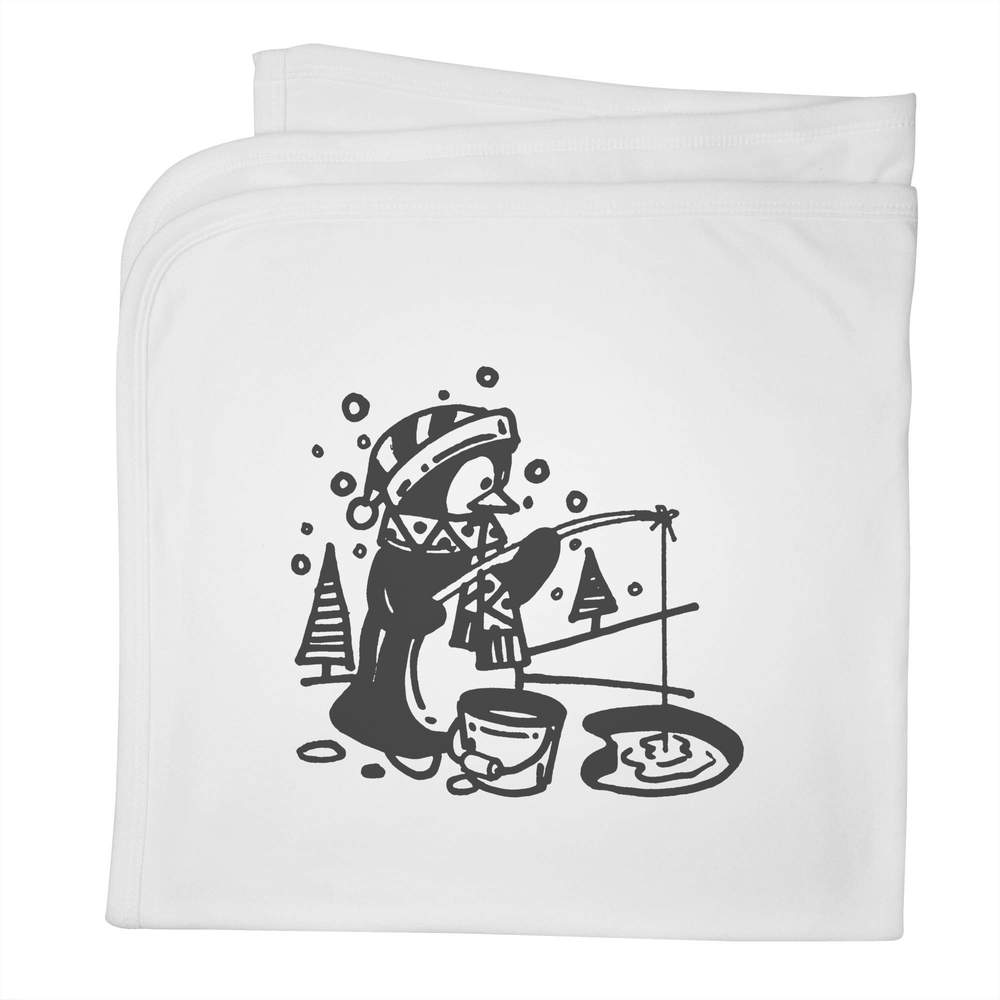 'Fishing Penguin' Cotton Baby Blanket / Shawl (BY00026592)