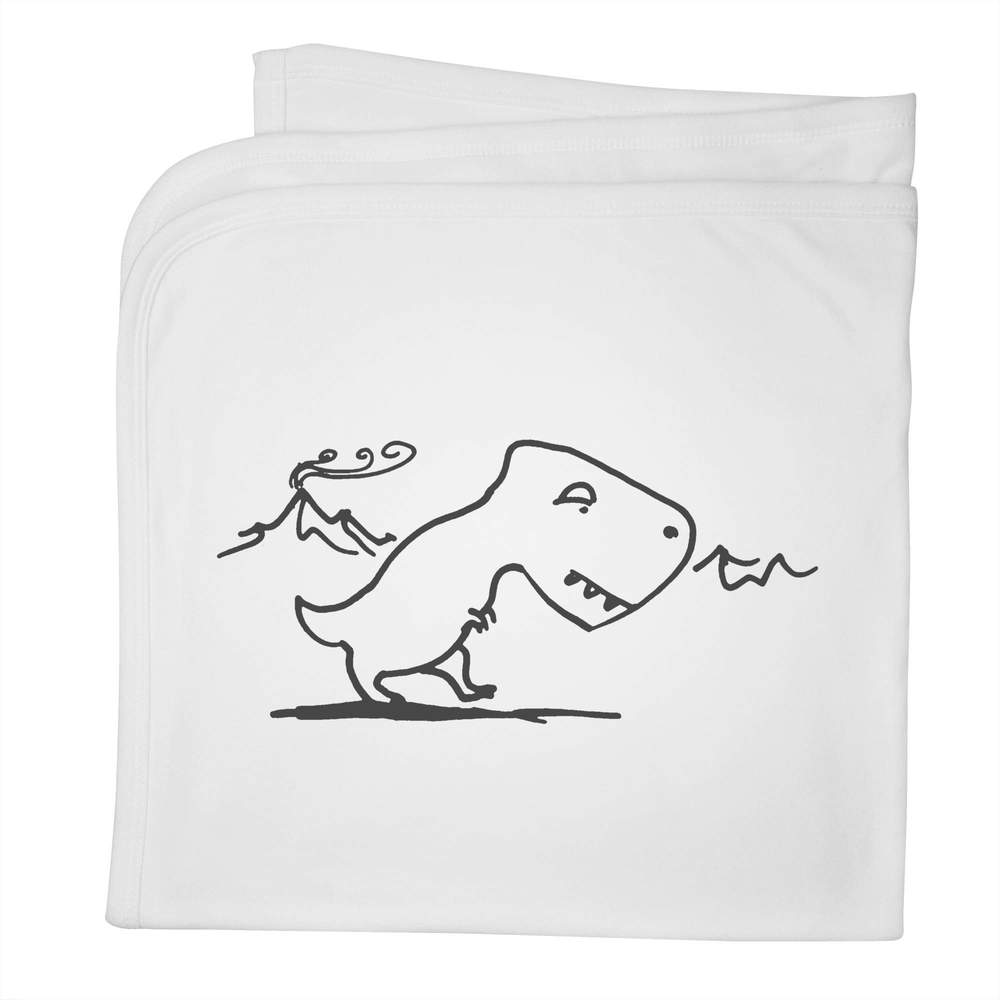 'Stylised T-Rex' Cotton Baby Blanket / Shawl (BY00027415)