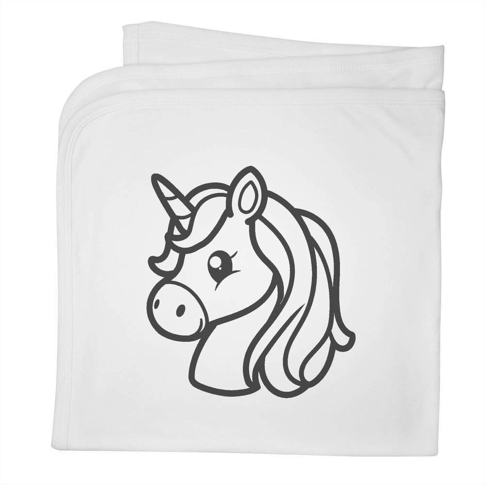 'Unicorn Head' Cotton Baby Blanket / Shawl (BY00035567)