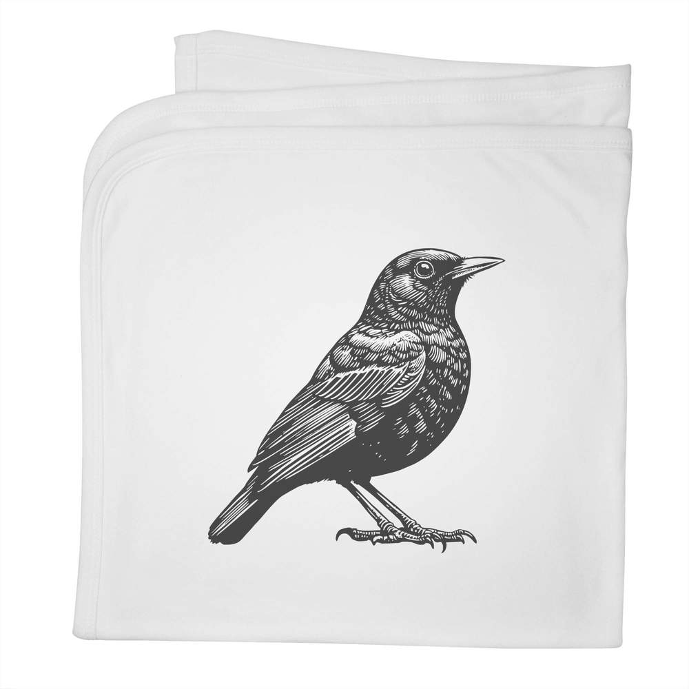 'Eurasian Blackbird' Cotton Baby Blanket / Shawl (BY00036207)