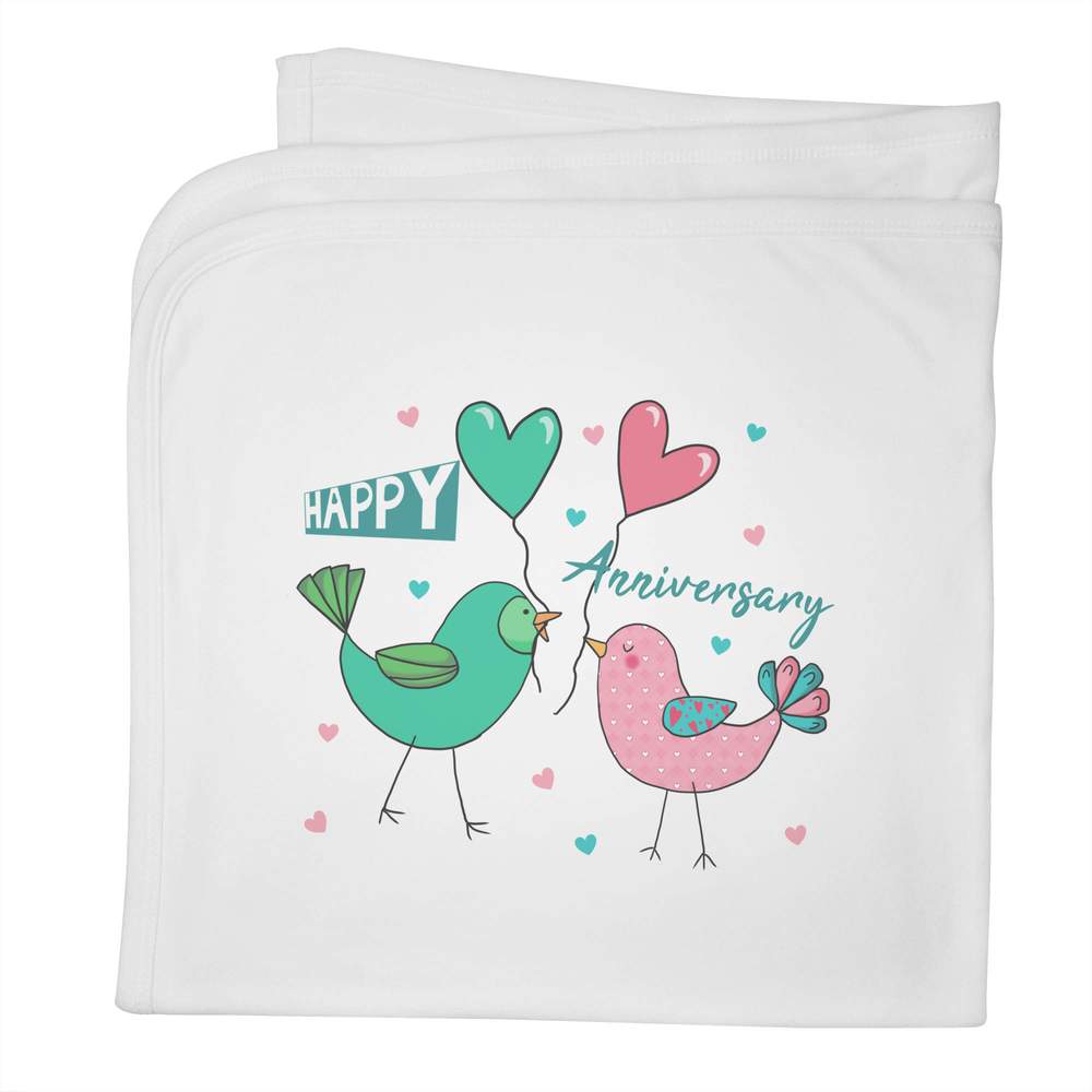 'Anniversary Lovebirds' Cotton Baby Blanket / Shawl (BY00038323)