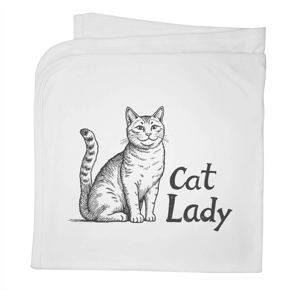 'Cat Lady with Cat' Cotton Baby Blanket / Shawl (BY00038976)