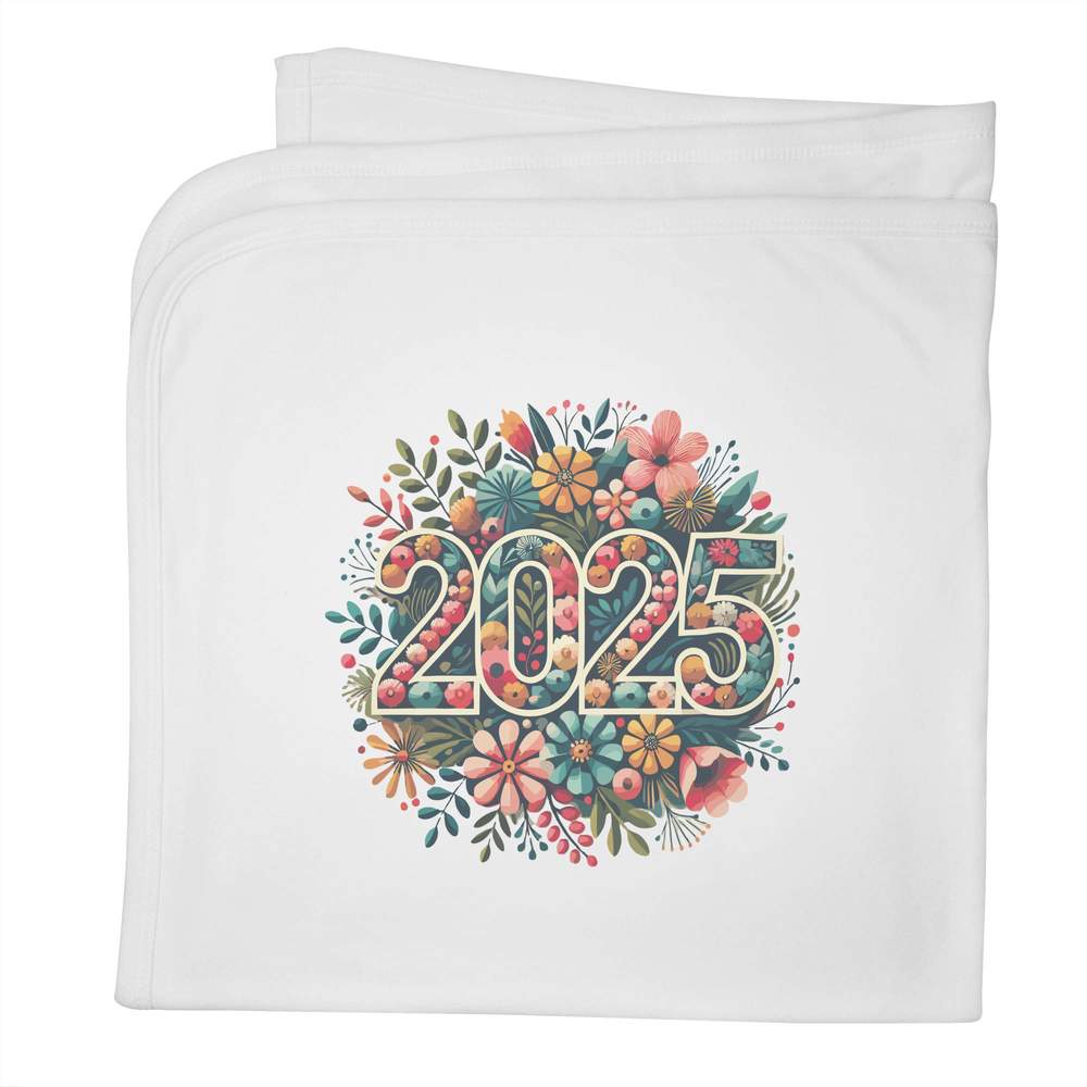 'Floral New Year 2025' Cotton Baby Blanket / Shawl (BY00039373)
