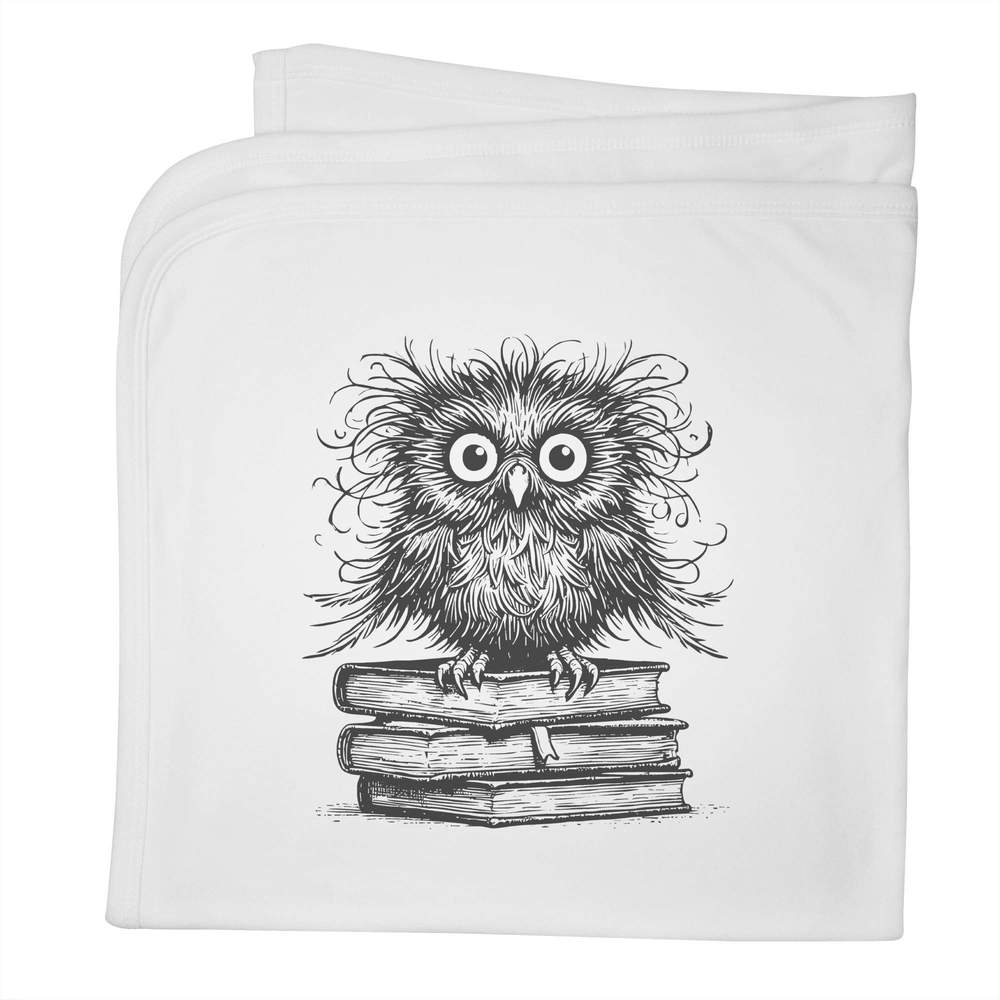 'Scruffy Book Owl' Cotton Baby Blanket / Shawl (BY00039490)