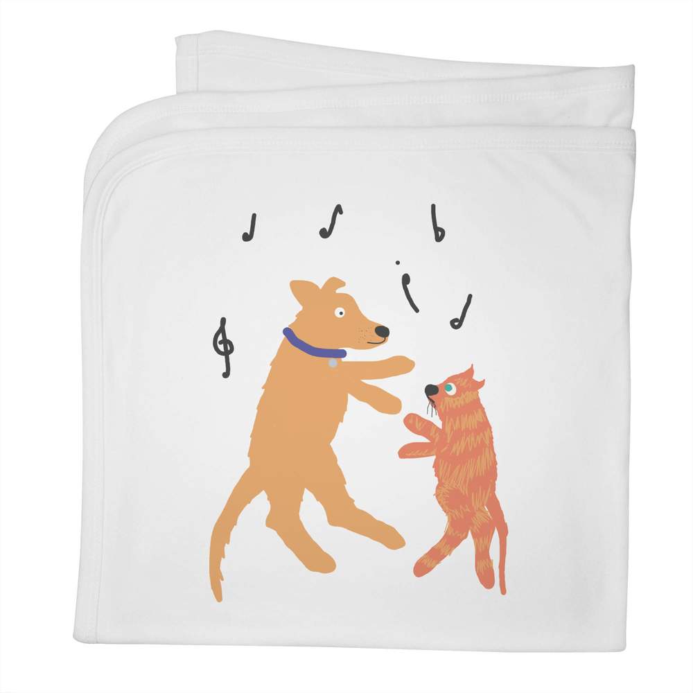 'Dancing Dog And Cat' Cotton Baby Blanket / Shawl (BY00039847)