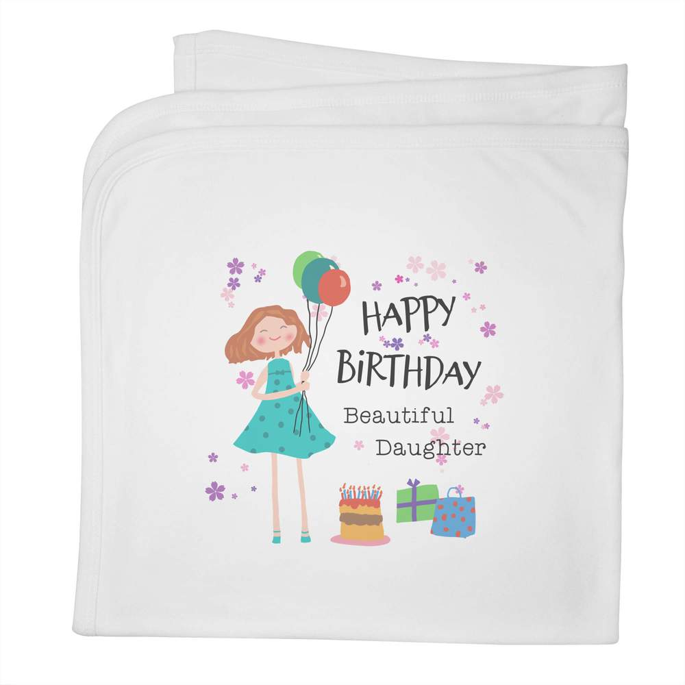 'Happy Birthday Daughter' Cotton Baby Blanket / Shawl (BY00040823)