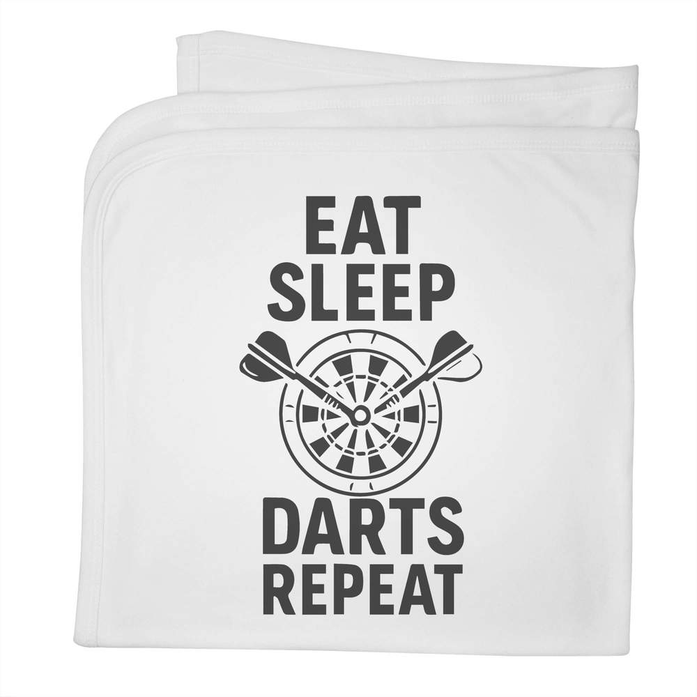 'Eat Sleep Darts Repeat' Cotton Baby Blanket / Shawl (BY00042203)