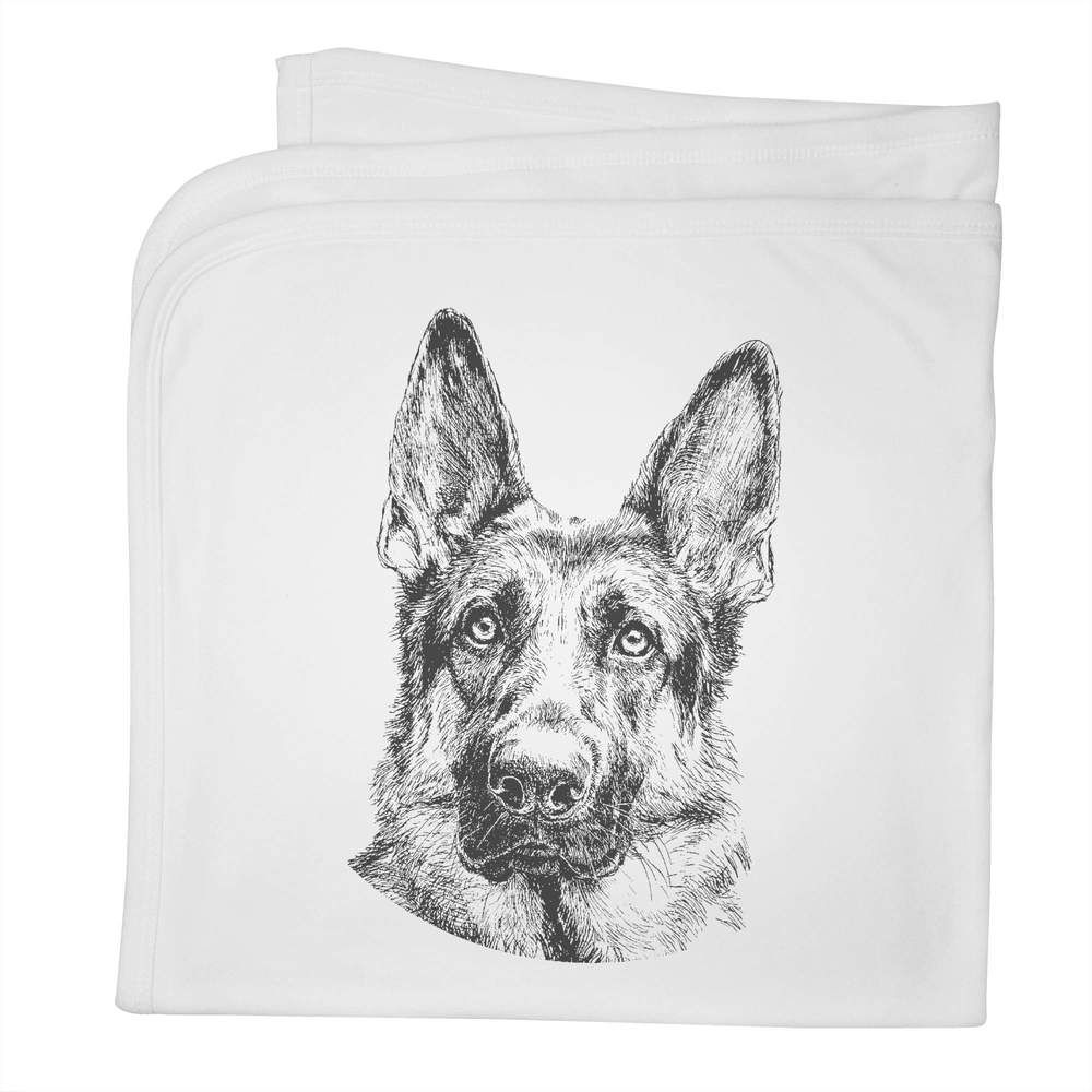 'German Shepherd Portrait' Cotton Baby Blanket / Shawl (BY00043965)