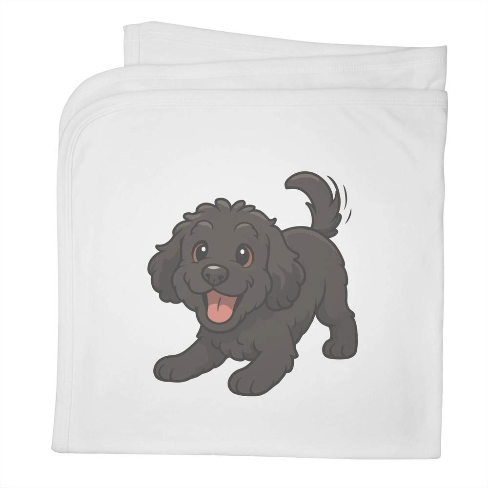 'Playful Black Cockapoo Dog' Cotton Baby Blanket / Shawl (BY00044326)
