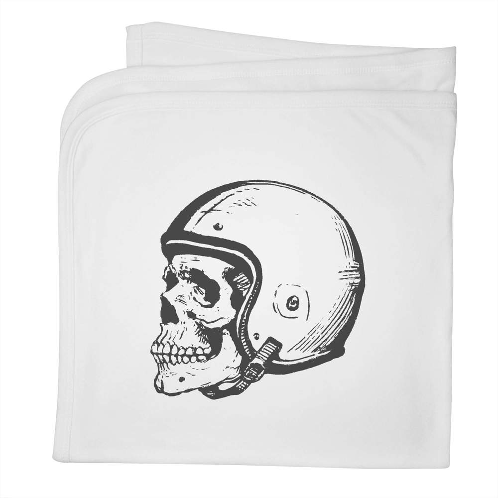'Skull Wearing Motorbike Helmet' Cotton Baby Blanket / Shawl (BY00045144)
