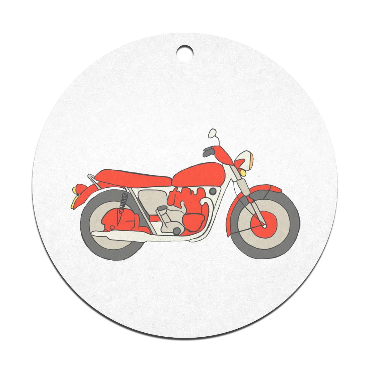 2 x 70mm 'Red Motorbike' Flat Christmas Baubles – Festive Tree Decorations & Hanging Ornaments for Holiday Decorating & Gifting (CB00094638)