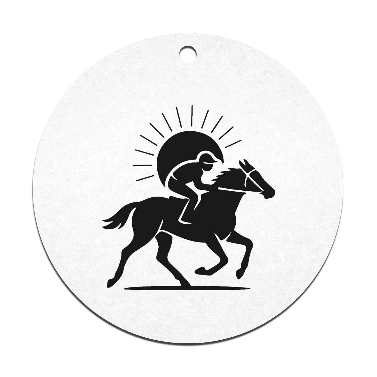 2 x 70mm 'Race Horse & Jockey' Flat Christmas Baubles – Festive Tree Decorations & Hanging Ornaments for Holiday Decorating & Gifting (CB00132037)