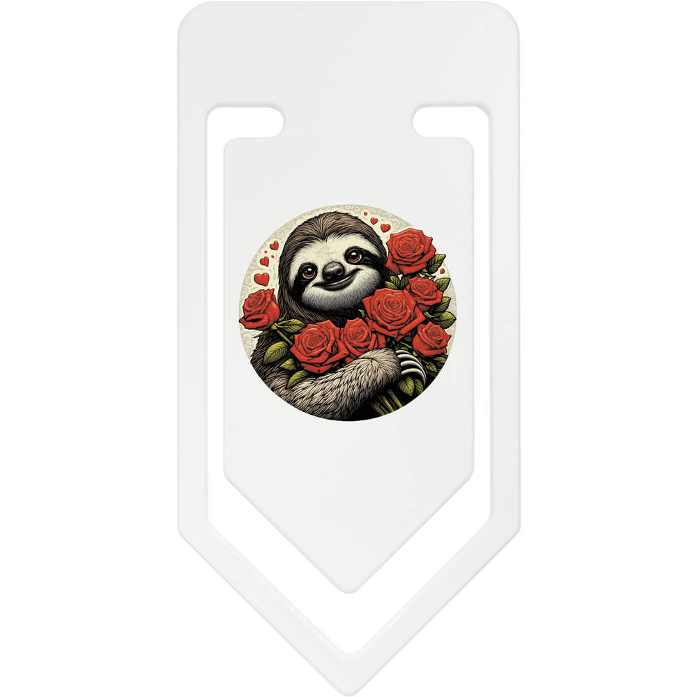 141mm 'Romantic Sloth With Red Roses' Giant Plastic Paper Clip (CC00088777)