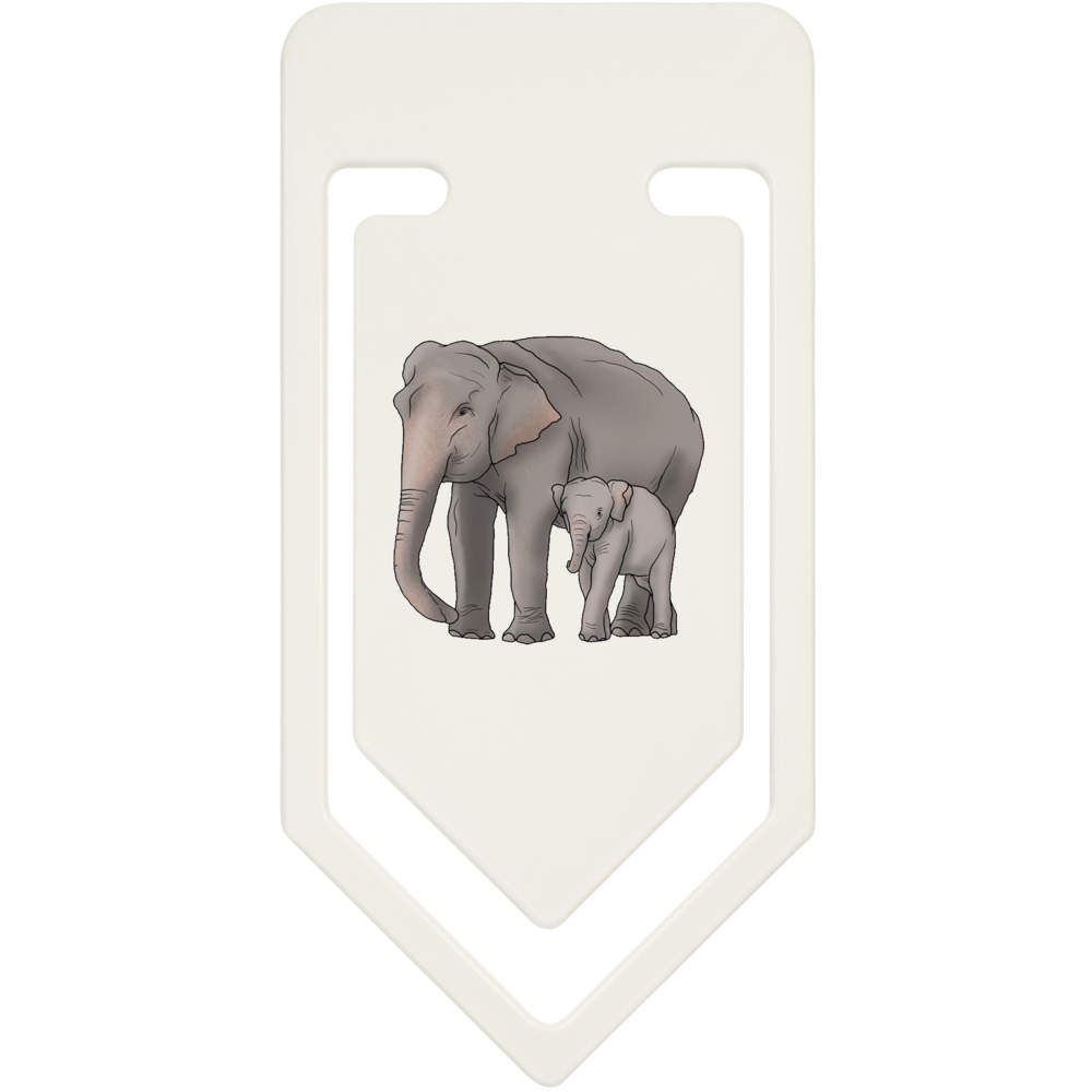'Elephant and Calf' Large Plastic Paper Clip - 91mm - Oversized Bookmark / Document Clip for School, Office and Gifts (CC00054941)