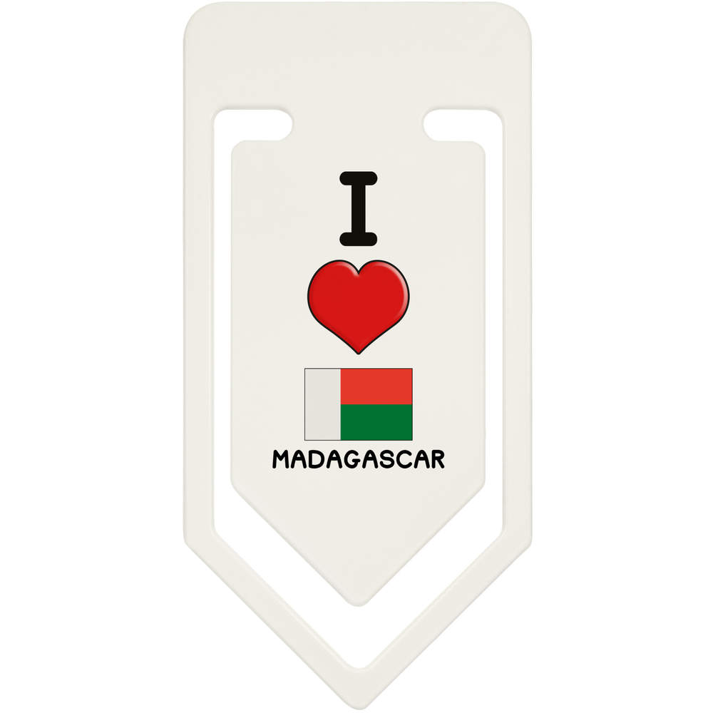 'I Love Madagascar' Plastic Paper Clips (CC033615)