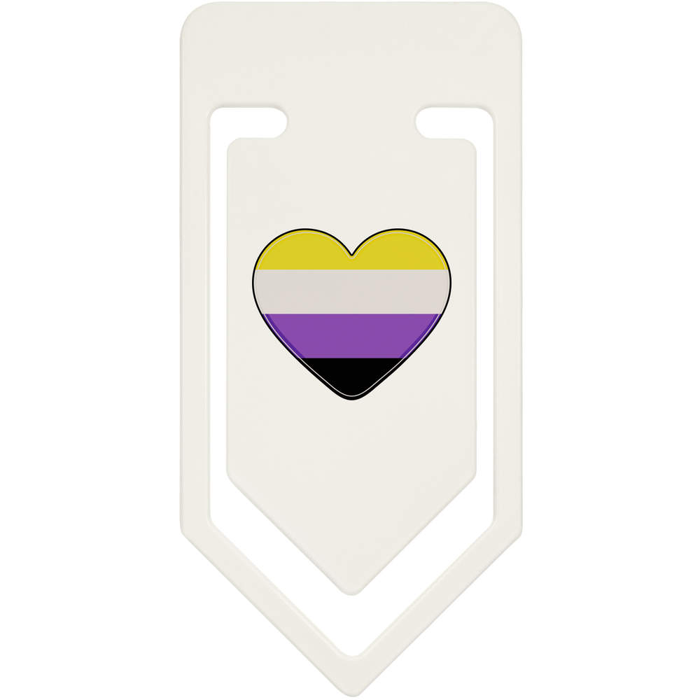 'Non-Binary Flag Heart' Plastic Paper Clips (CC035676)