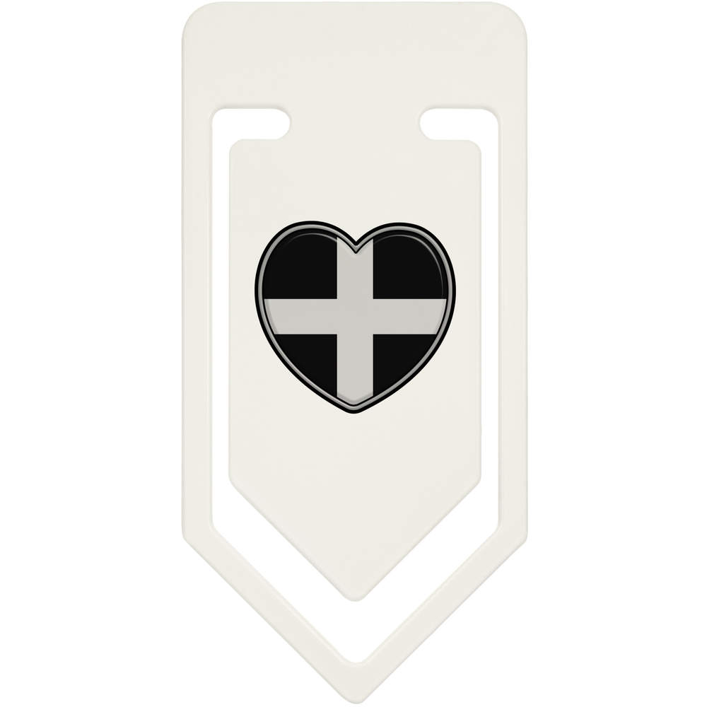 'Cornwall Flag Heart' Plastic Paper Clips (CC039058)