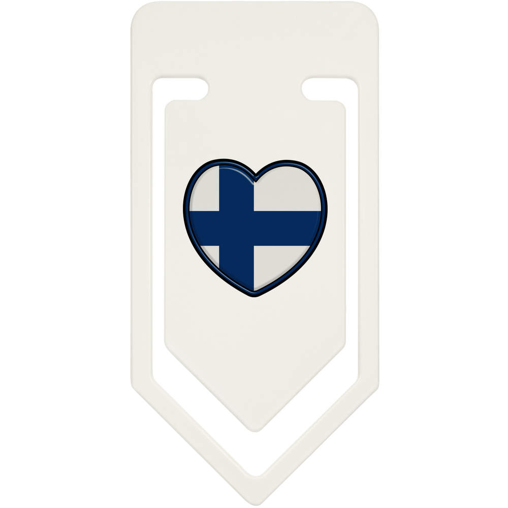 'Finland Flag Heart' Plastic Paper Clips (CC039632)