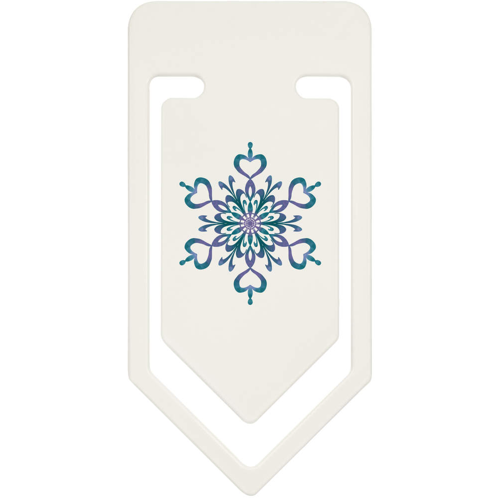 'Blue and Mauve Snowflake' Plastic Paper Clips (CC042444)