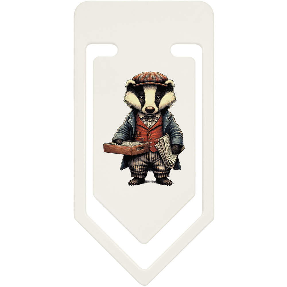 91mm 'Badger Selling Newspapers' Large Plastic Paper Clip (CC00089996)