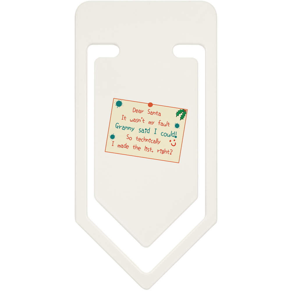 91mm 'Dear Santa, Granny Said I Could' Large Plastic Paper Clip (CC00093032)
