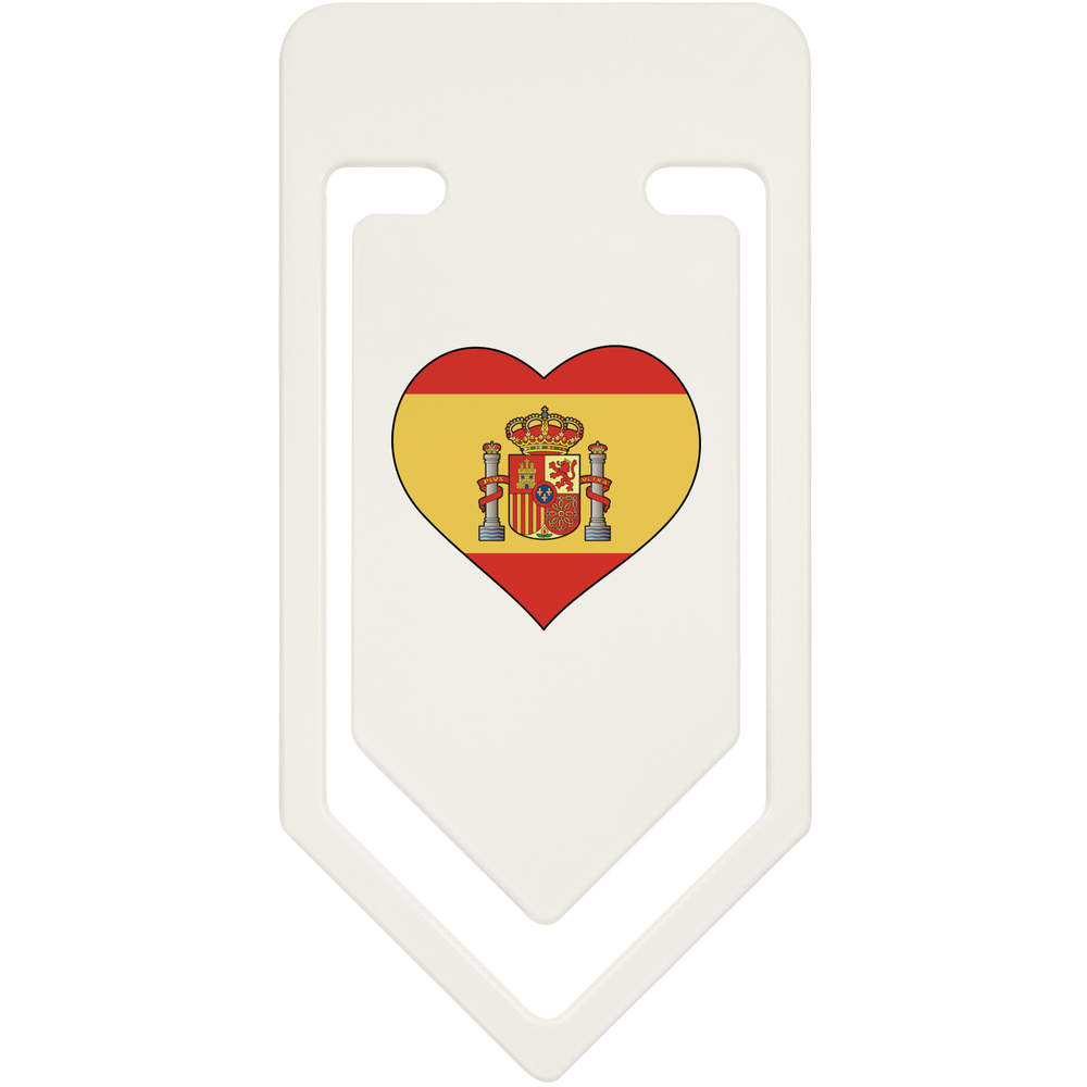 'Spain Flag Heart' Plastic Paper Clips (CC053382)