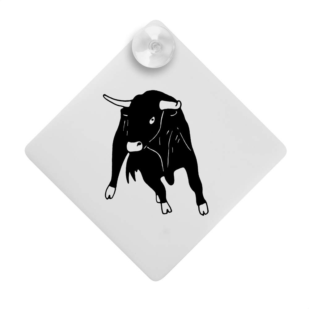 'Charging Bull' Suction Cup Car Window Sign - 12cm - Hanging Plastic Sign for Cars, Vans, Trucks and Caravans (CG00005243)