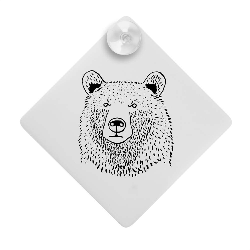 'Grizzly Bear Head' Suction Cup Car Window Sign (CG00007183)