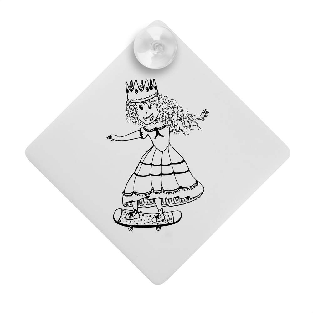 'Skateboarding Princess' Suction Cup Car Window Sign (CG00007235)