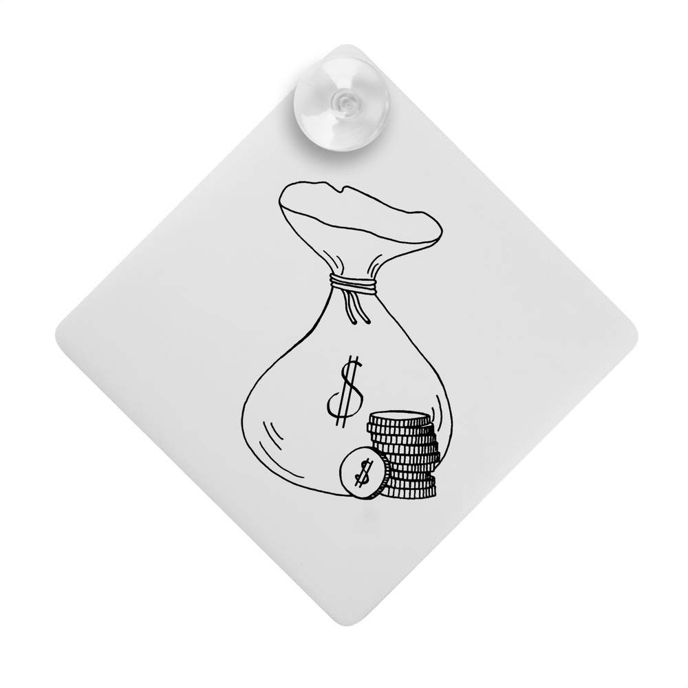 'Dollar Money Bag & Coins' Suction Cup Car Window Sign (CG00011133)