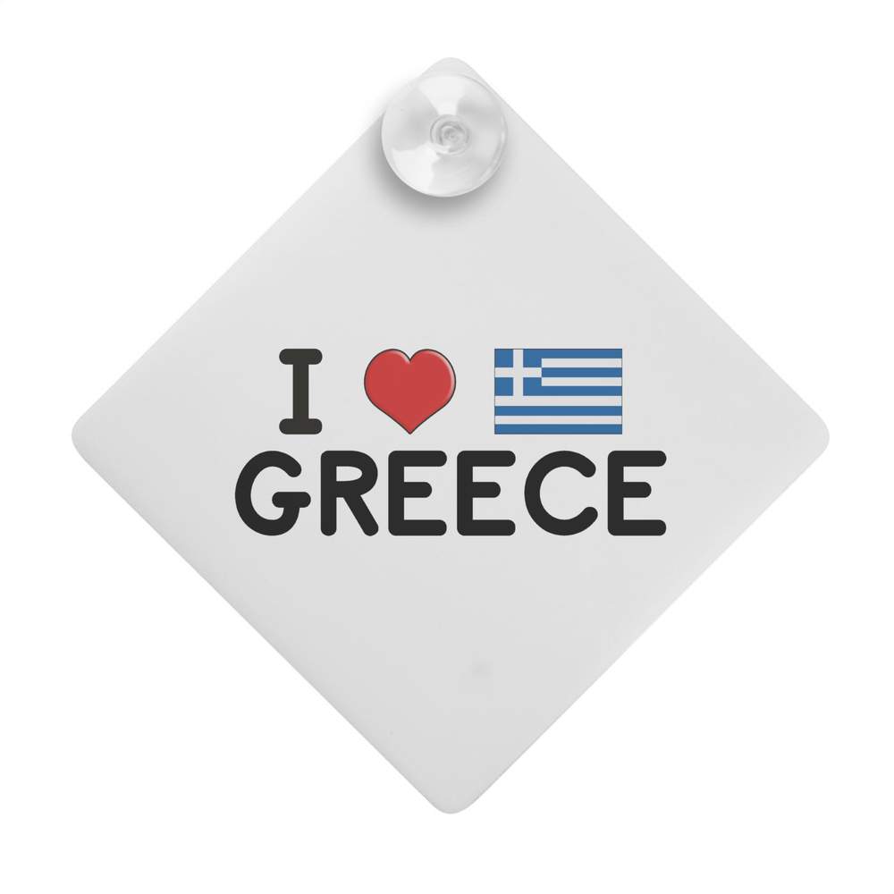 'I Love Greece' Suction Cup Car Window Sign (CG00012592)