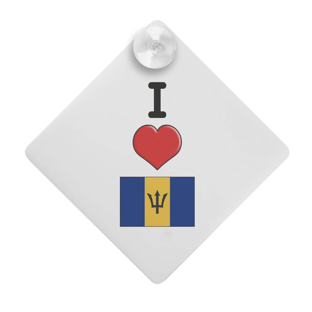 'I Love Barbados' Suction Cup Car Window Sign (CG00012595)