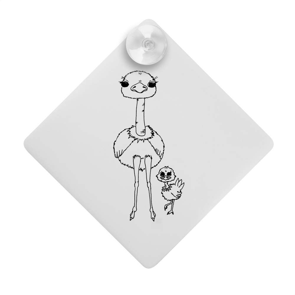 'Ostrich & Chick' Suction Cup Car Window Sign (CG00013333)