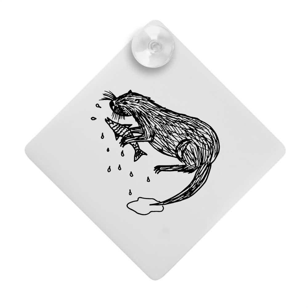 'Otter With Fish' Suction Cup Car Window Sign (CG00015180)