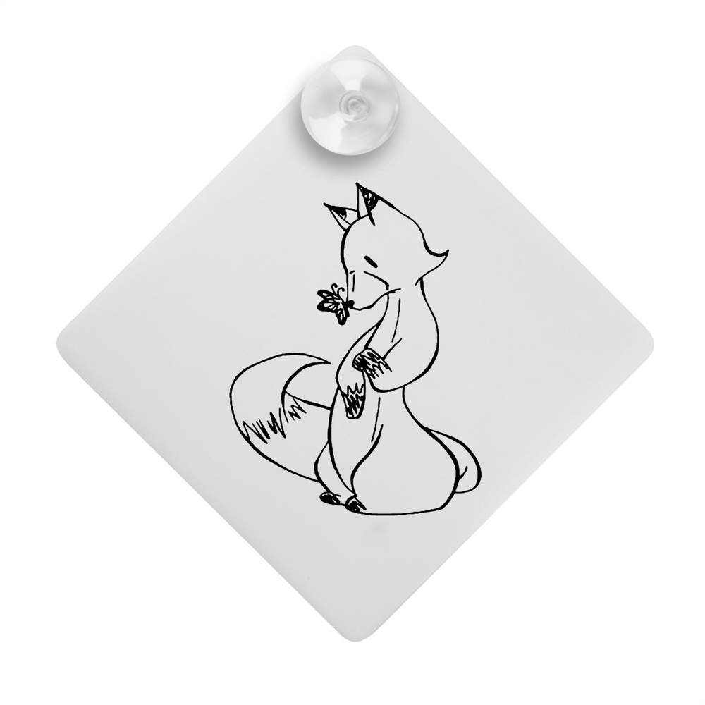 'Fox & Butterfly' Suction Cup Car Window Sign (CG00016641)