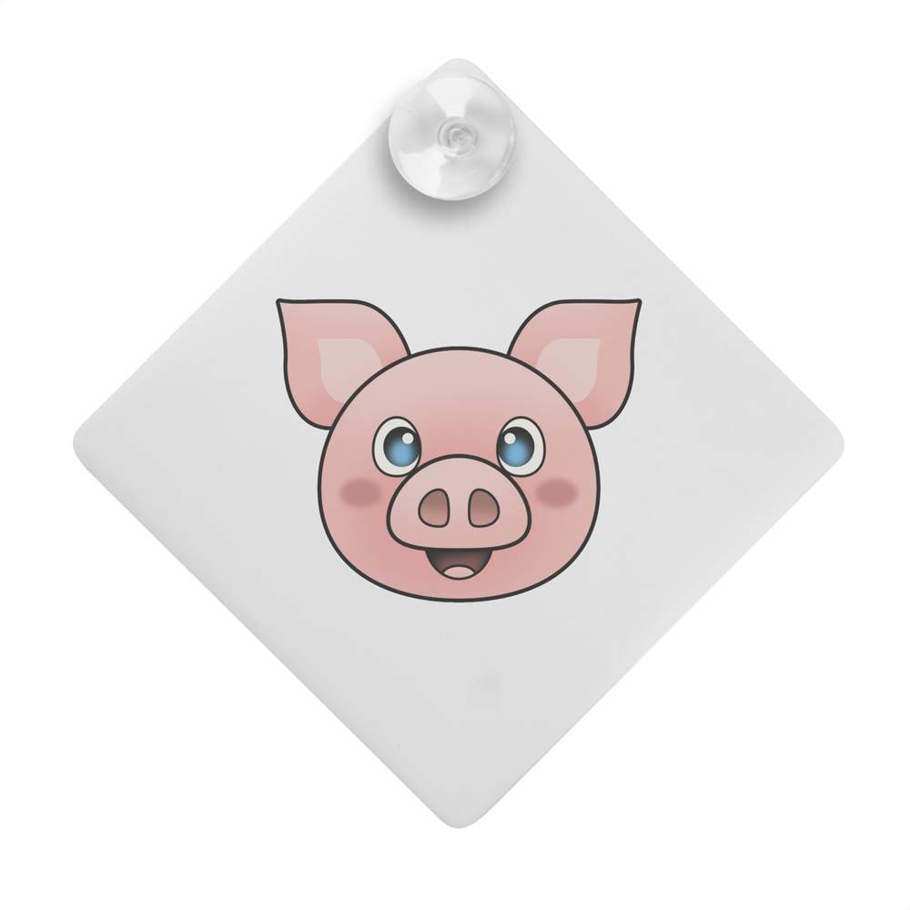 'Happy Pig Face' Suction Cup Car Window Sign (CG00018942)