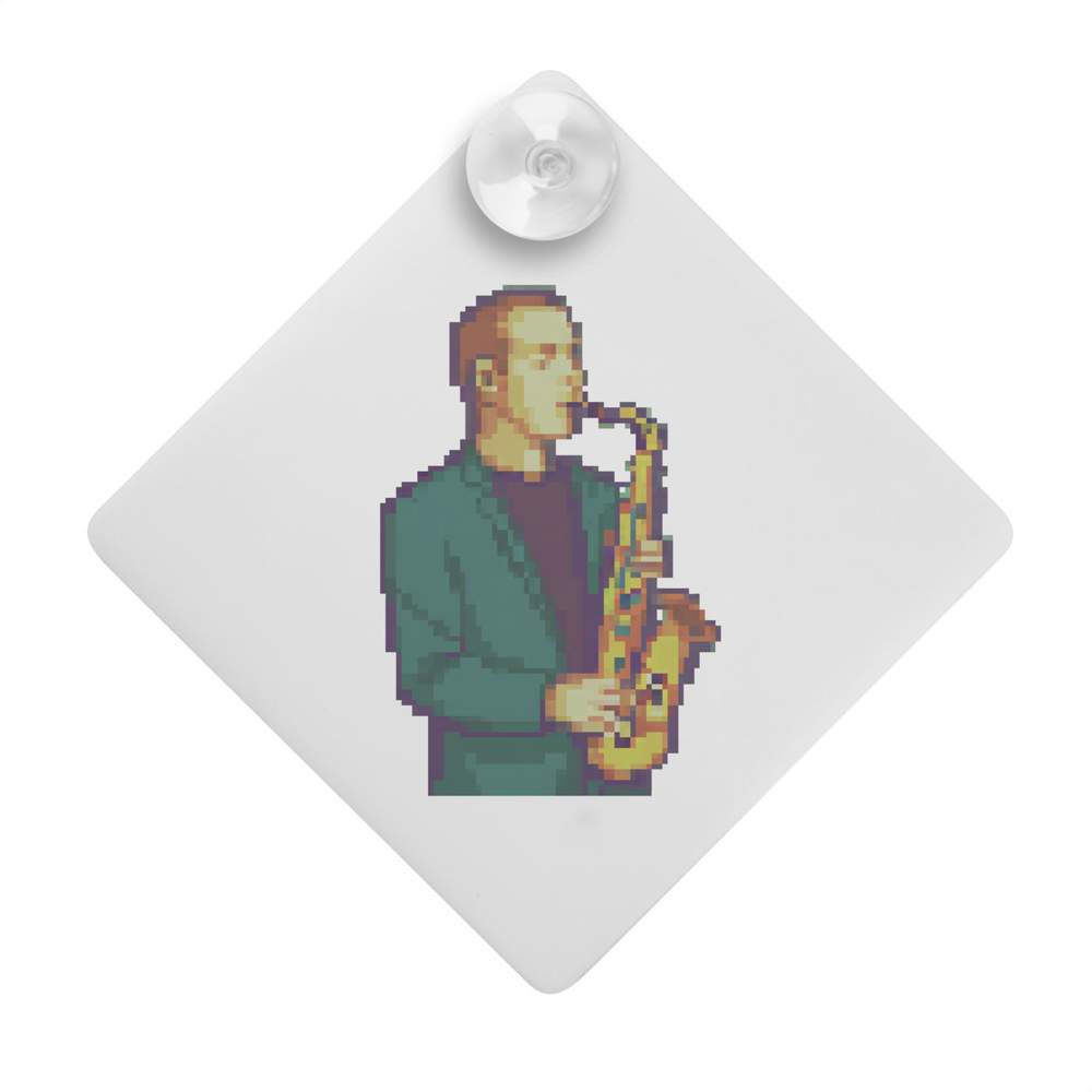 'Musician Playing Saxophone' Suction Cup Car Window Sign (CG00022455)