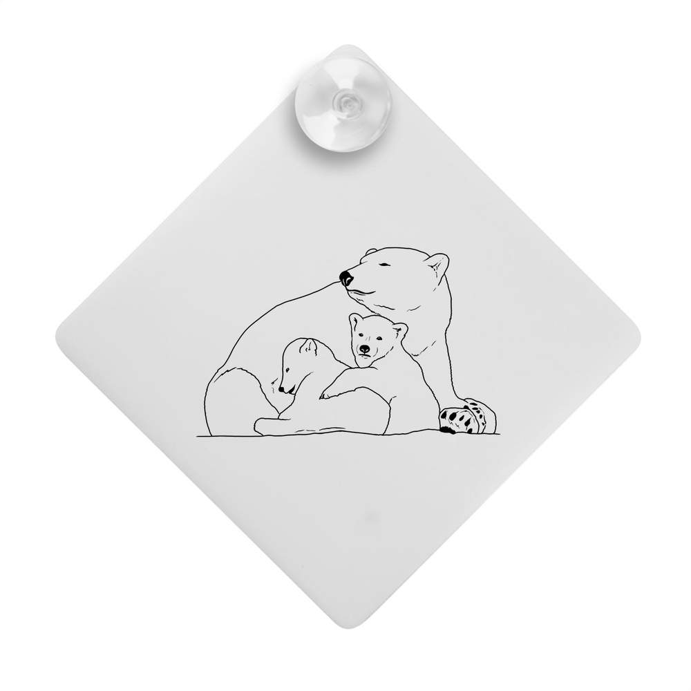'Polar Bear Mother & Cubs' Suction Cup Car Window Sign (CG00023751)