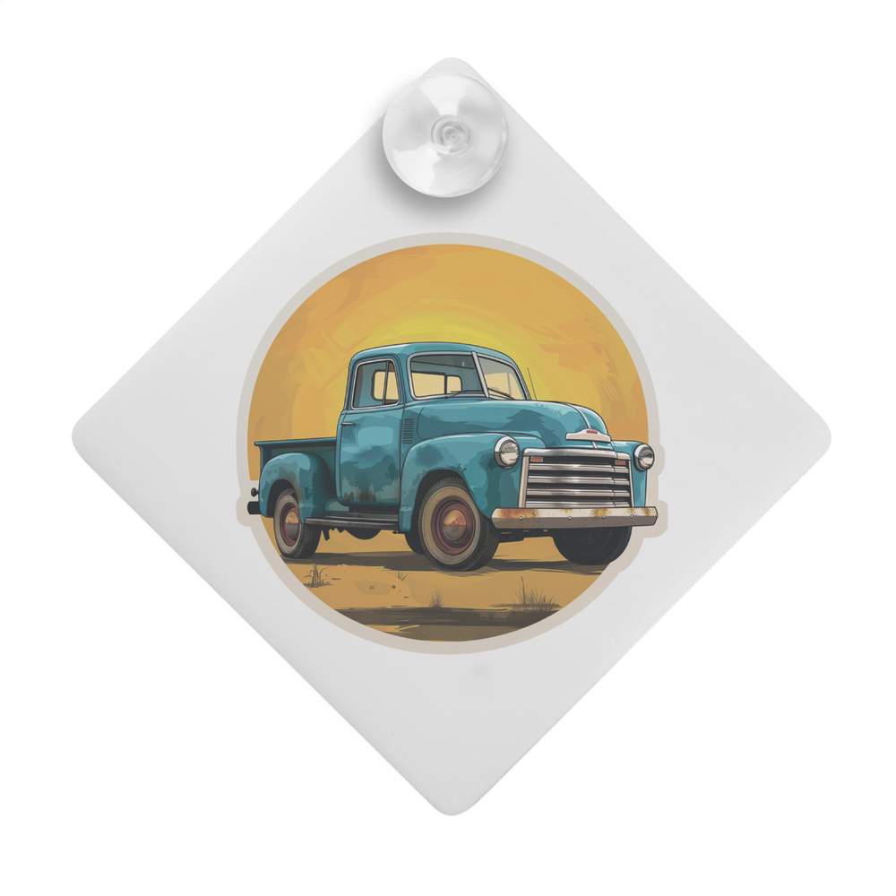 'Old Blue Vintage Truck ' Suction Cup Car Window Sign (CG00024166)