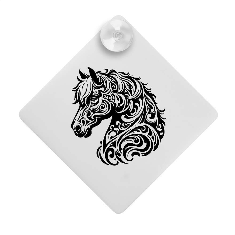 'Stylised Horse Portrait' Suction Cup Car Window Sign (CG00024840)