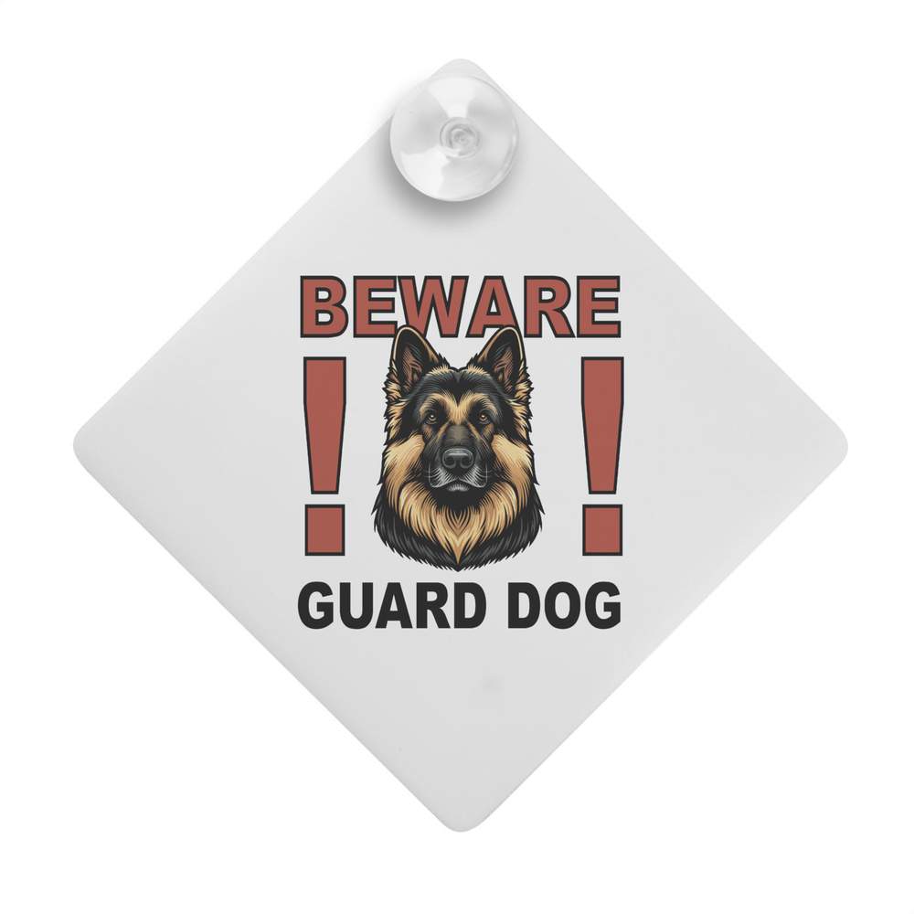 'Beware Guard Dog' Suction Cup Car Window Sign - 12cm - Hanging Plastic Sign for Cars, Vans, Trucks and Caravans (CG00025649)