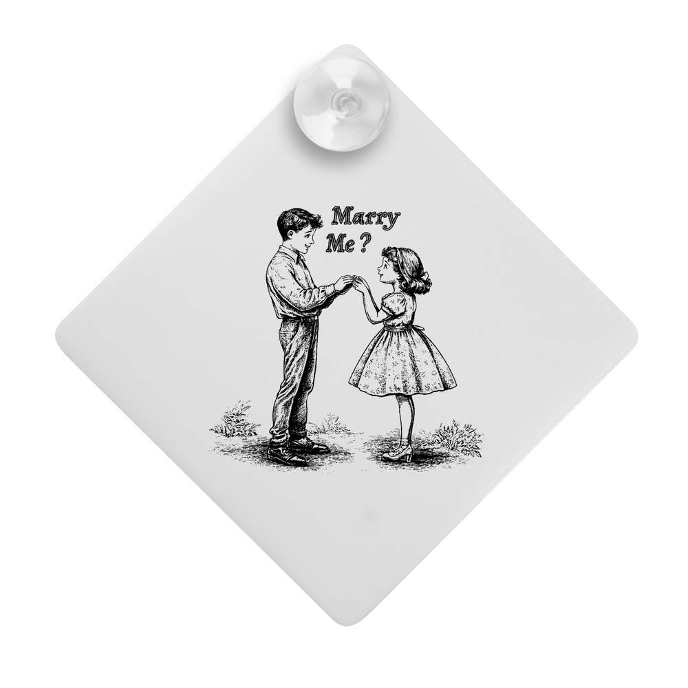 'Marry Me? Boy and Girl' Suction Cup Car Window Sign (CG00025976)