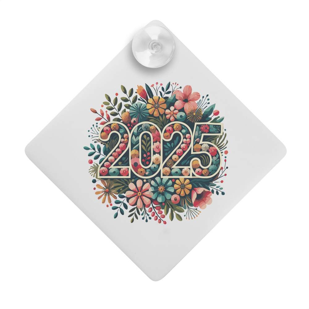 'Floral New Year 2025' Suction Cup Car Window Sign (CG00028092)