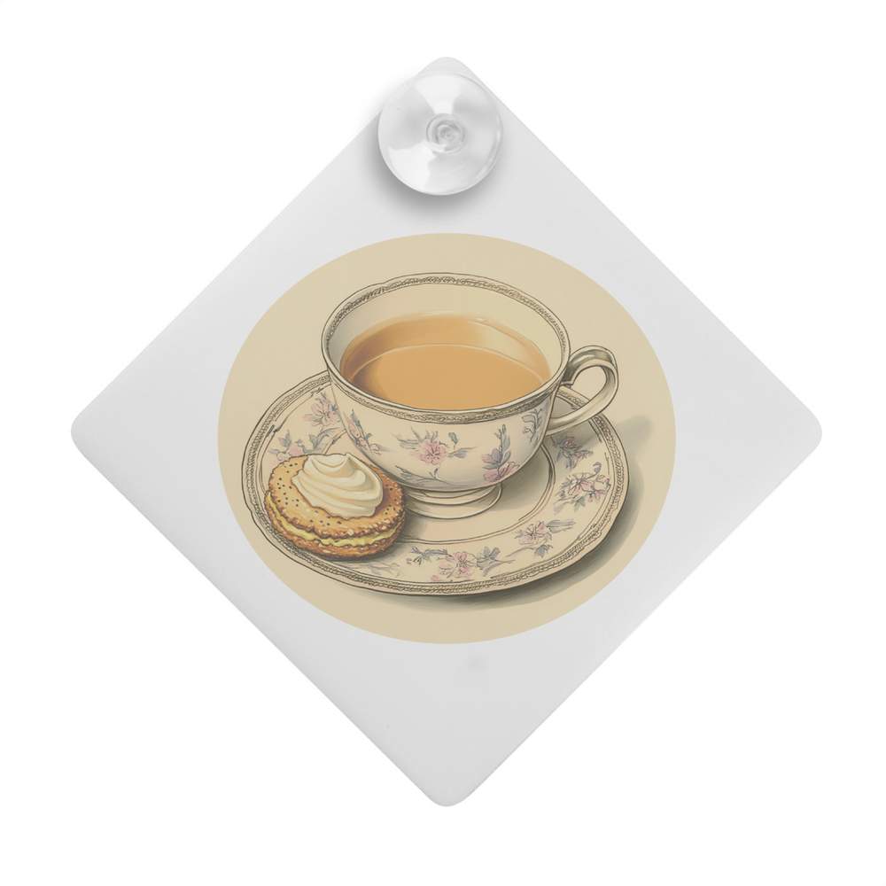 'Cup of Tea with a Custard Cream Biscuit' Suction Cup Car Window Sign (CG00028133)